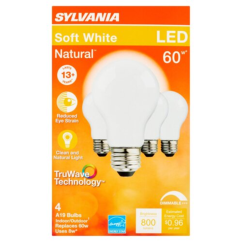 Sylvania Natural LED 60W Soft White A19 Bulbs, 4 count