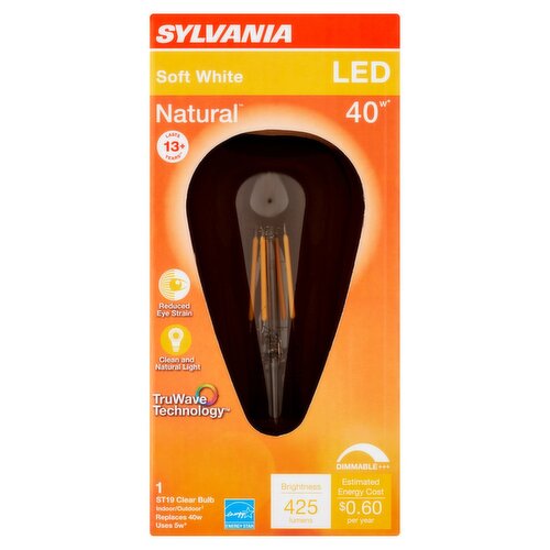 Sylvania Natural LED 40W ST19 Soft White Clear Bulb