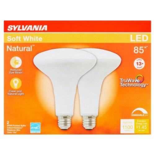 Sylvania Natural LED 85W Soft White BR40 Frosted Bulbs, 2 count