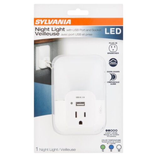 Sylvania LED Night Light with USB Port and Socket