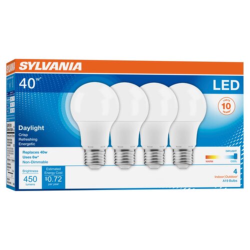 Sylvania LED 40W Daylight A19 Bulbs, 4 count