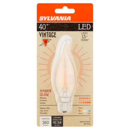 Sylvania Vintage LED 40W Amber Glow B10 Bulb