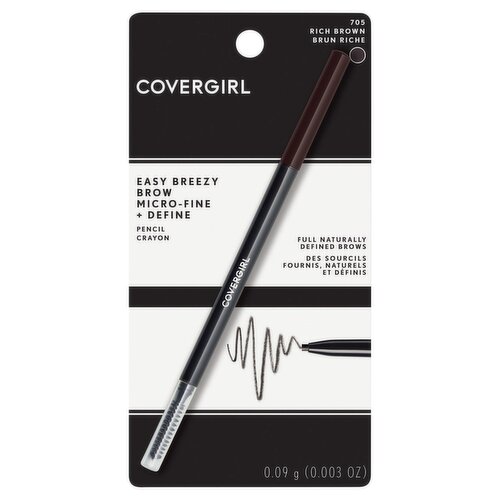 Covergirl Easy Breezy Brow Micro-Fine + Define 705 Rich Brown Pencil Crayon, 0.003 oz