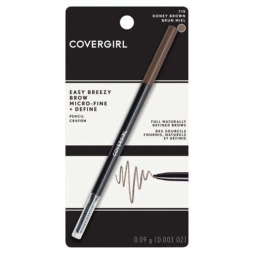 Covergirl Easy Breezy Brow Micro-Fine + Define 715 Honey Brown Pencil, 0.003 oz