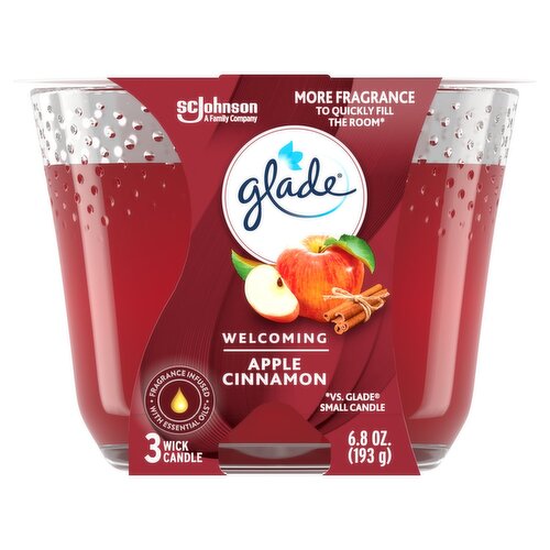 Glade Welcoming Apple Cinnamon 3 Wick Candle, 6.8 oz