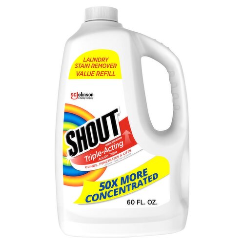 Shout Triple-Acting Laundry Stain Remover Value Refill, 60 fl oz