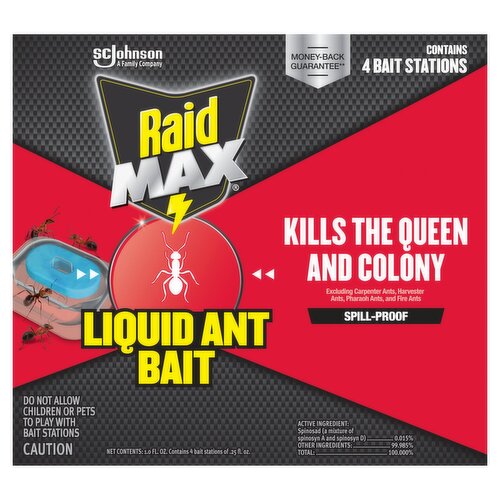 Raid Max Liquid Ant Bait Stations, .25 fl oz, 4 count