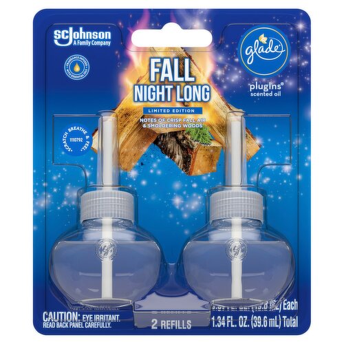 Glade PlugIns Fall Night Long Scented Oil Limited Edition, 0.67 fl oz, 2 count