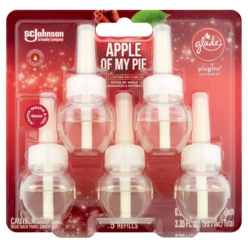 Glade PlugIns Apple of My Pie Scented Oil Refills Limited Edition, 0.67 fl oz, 5 count