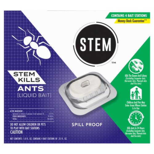 STEM Kills Spill Proof Ants [Liquid Bait] Stations, 0.25 fl oz, 4 count