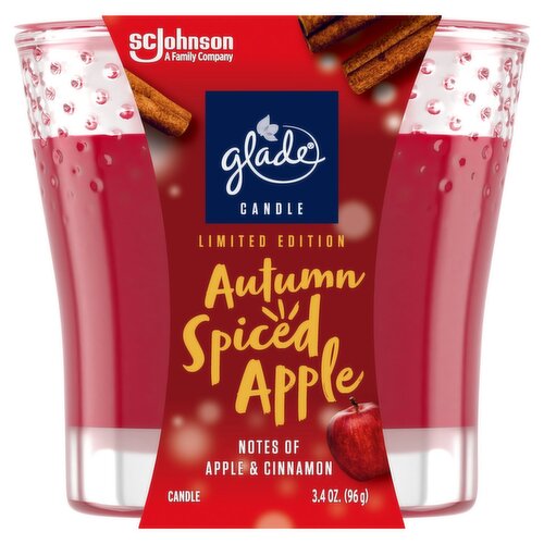 Glade 1 Wick Scented Candle, Autumn Spiced Apple, Fragrance Infused with Essential Oils, 3.4 oz