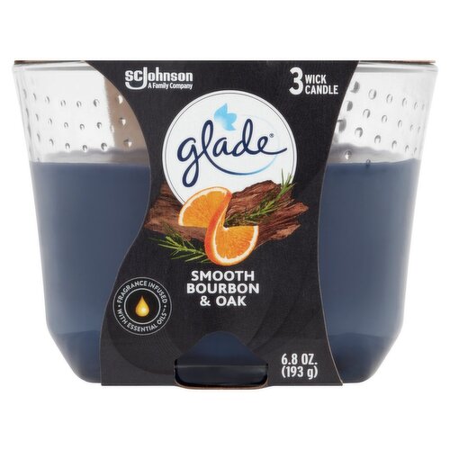 Glade Smooth Bourbon & Oak Wick Candle, 6.8 oz