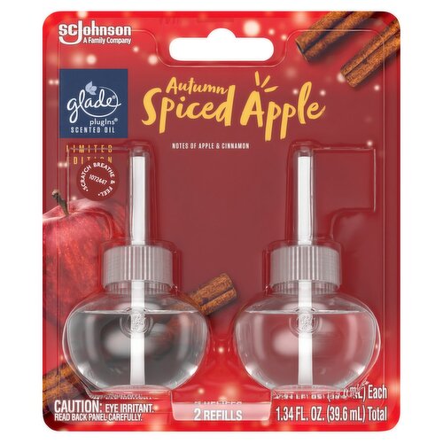 Glade PlugIns Autumn Spiced Apple Scented Oil Refills, 0.67 fl oz, 2 count