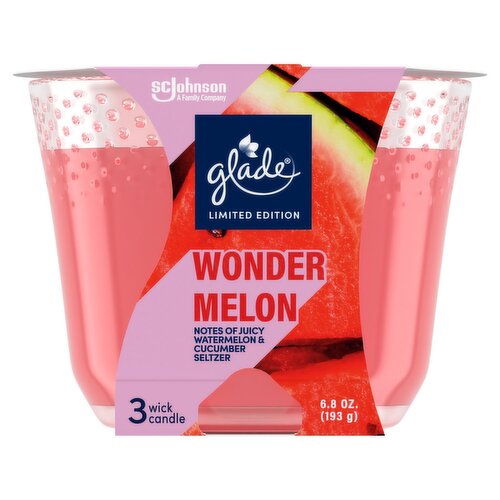 Glade Wonder Melon Wick Candle Limited Edition, 3 count, 6.8 oz