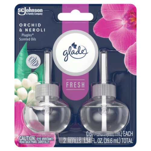 Glade Plugins Fresh Orchid & Neroli Scented Oils Refills, 0.67 fl oz, 2 count