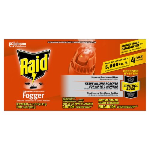 Raid Concentrated Deep Reach Fogger, 1.5 oz, 4 count