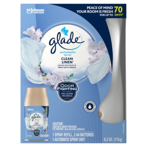 Glade Automatic Spray Starter Kit, Air Freshener, Clean Linen, 6.2 oz