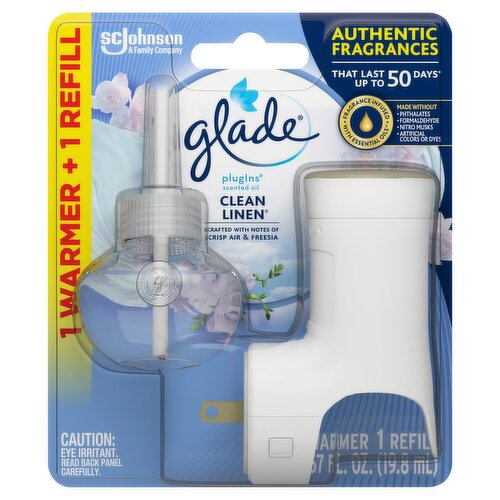 Glade PlugIns Clean Linen Scented Oil Warmer and Refill