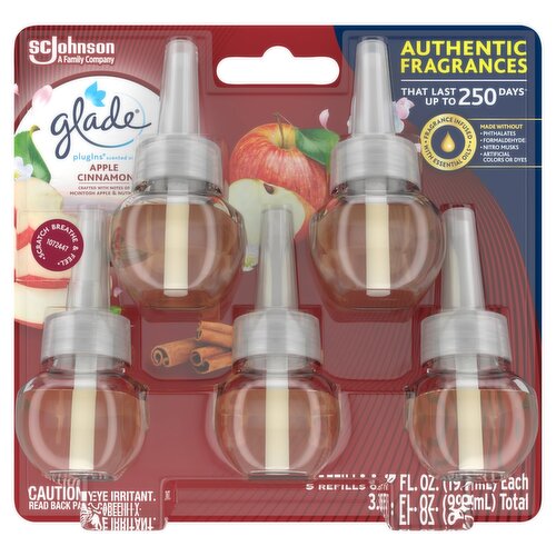 Glade PlugIns Apple Cinnamon Scented Oil Refills, 0.67 fl oz, 5 count