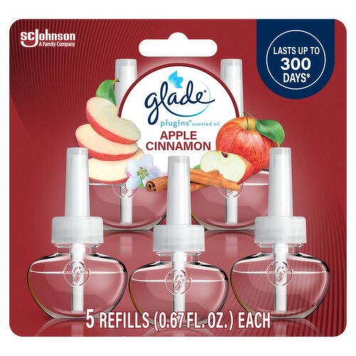 Glade PlugIns Apple Cinnamon Scented Oil Refills, 0.67 fl oz, 5 count