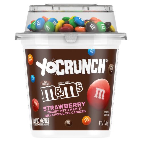 YoCrunch Strawberry with M&M's Milk Chocolate Candies Lowfat Yogurt, 6 oz