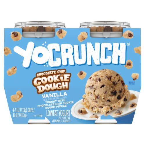 YoCrunch Vanilla with Chocolate Chip Cookie Dough Pieces Low Fat Yogurt, 4 oz, 4 count