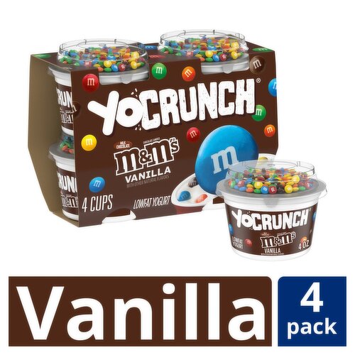 YoCrunch Vanilla M&M's Milk Chocolate Candies Lowfat Yogurt, 4 oz, 4 count