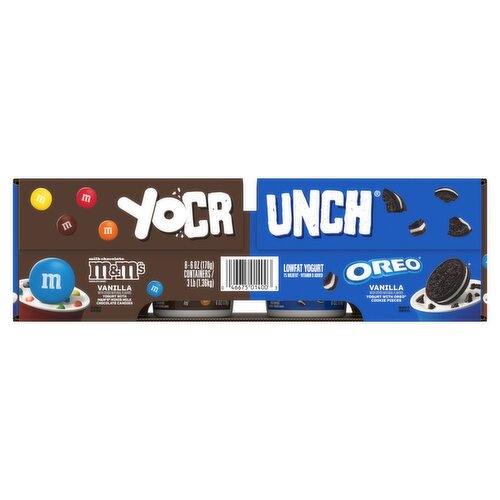 YoCrunch M&M's and Oreo Vanilla Lowfat Yogurt with Toppers, 6 oz, 8 count