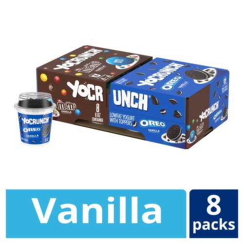 YoCrunch M&M's and Oreo Vanilla Lowfat Yogurt, 6 oz, 8 count