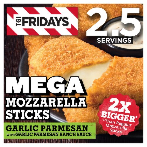 TGI Fridays Garlic Parmesan with Garlic Parmesan Ranch Sauce Mega Mozzarella Sticks, 11.6 oz