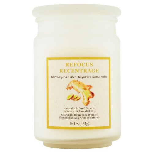 Star Candle Co Two Wick RefocusWhite Ginger & Amber Scented Candle, 16 oz