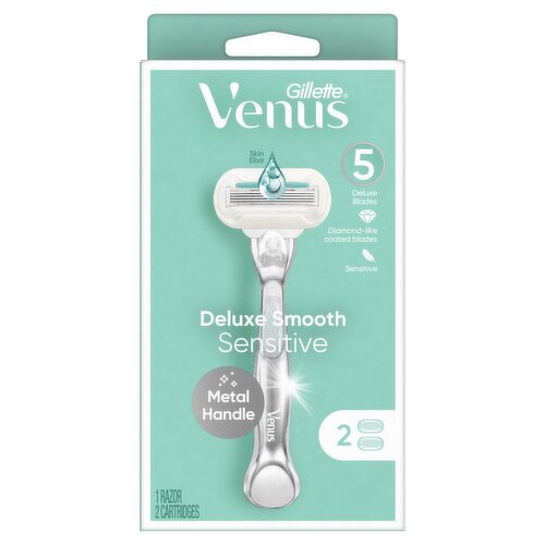 Gillette Venus Deluxe Smooth Sensitive Women's Razor Handle + 2 Blade Refills