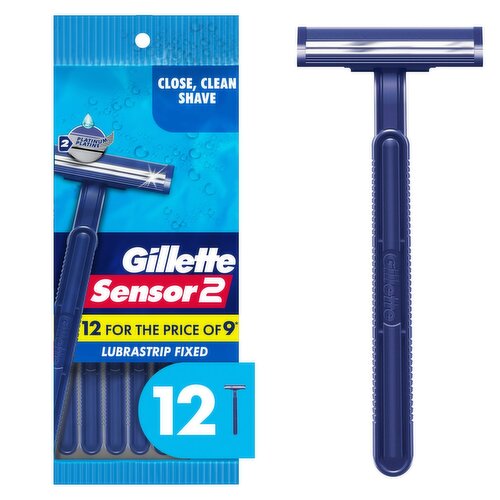 Gillette Sensor2 Men's Disposable Shaving Razors, 12 Count