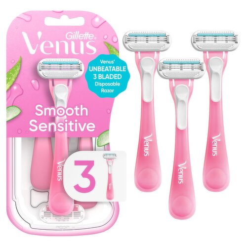 Venus Sensitive Women's Disposable Razor, 3 Count