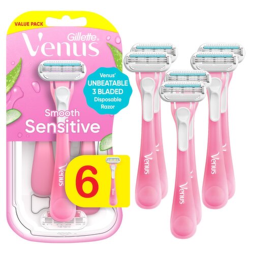 Venus Sensitive Women's Disposable Razor, 6 Count