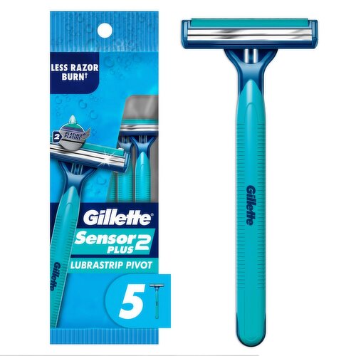 Gillette Sensor2 Pivoting Head Men's Disposable Shaving Razors with Lubrastrip, 5 Count