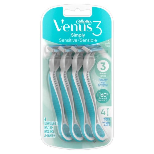 Gillette Venus Simply Sensitive Disposable Razors, 4 count