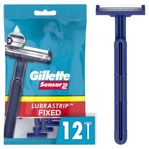 Gillette Sensor2 Fixed Head Men's Disposable Razors, 12 Count