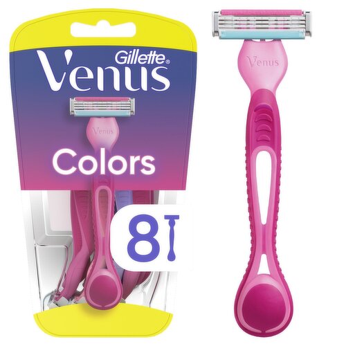 Venus Simply 3 Colors Disposable Razors, 8 Count