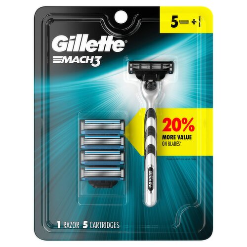 Gillette Mach3 Men's Razor Handle + 5 Blade Refills