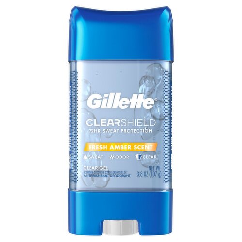 Gillette Clear Shield Fresh Amber Scent Clear Gel Antiperspirant/Deodorant, 3.8 oz