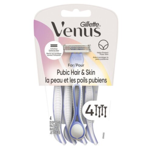 Gillette Venus Pubic Hair & Skin Disposable Razors, 4 count