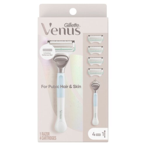 Gillette Venus for Pubic Hair and Skin, Women's Razor Handle + 4 Blade Refills