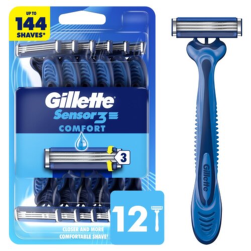 Gillette Sensor3 Smooth Shave Men's Disposable Shaving Razors, 4 Count