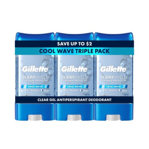 Gillette Clear Gel Antiperspirant and Deodorant for Men Cool Wave Scent Triple Pack - 3 of 3.8oz