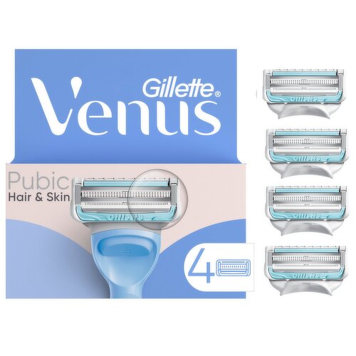 Gillette Venus for Pubic Hair & Skin, Intimate Razor for Women Razor Blades, 4 Razor Refills 