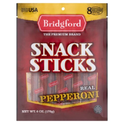 Bridgford Real Pepperoni Snack Sticks, 8 count, 6 oz