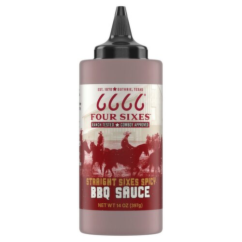 Four Sixes Straight Sixes Spicy BBQ Sauce, 14 oz