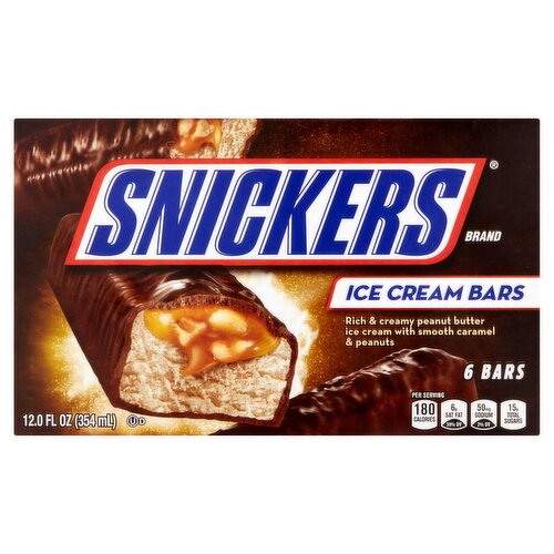 Snickers Caramel, Peanuts, Peanut Butter Ice Cream Bars, 2 fl oz, 6 count