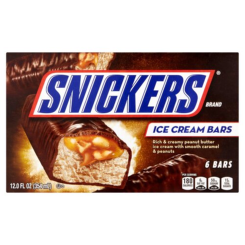 Snickers Caramel, Penuts, Peanut Butter Ice Cream Bars, 2.0 fl oz, 6 count